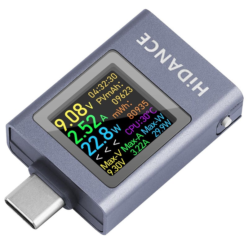 MakerHawk USB C Power Meter USB C Tester, USB Multimeter 4.5-50V 0-12A Two-Way Measurement Voltage Current Capacity Amp Volt Voltmeter Ammeter Detector Color Display Digital Tester for Chargers Power Bank Cable - Image 1